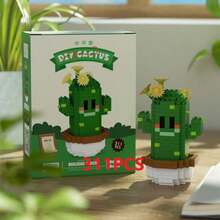 1盆栽仙人掌积木，情人节礼物，生日礼物，DIY植物系列积木，桌面摆件，减压，缓解压力，家居收藏摆件，拼装公仔，办公桌面摆件，含2500+颗粒的礼品套装。 - 彩色 - 查看 11