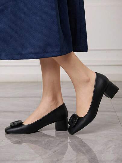 Sleekvia 女士舒适百搭粗跟鞋