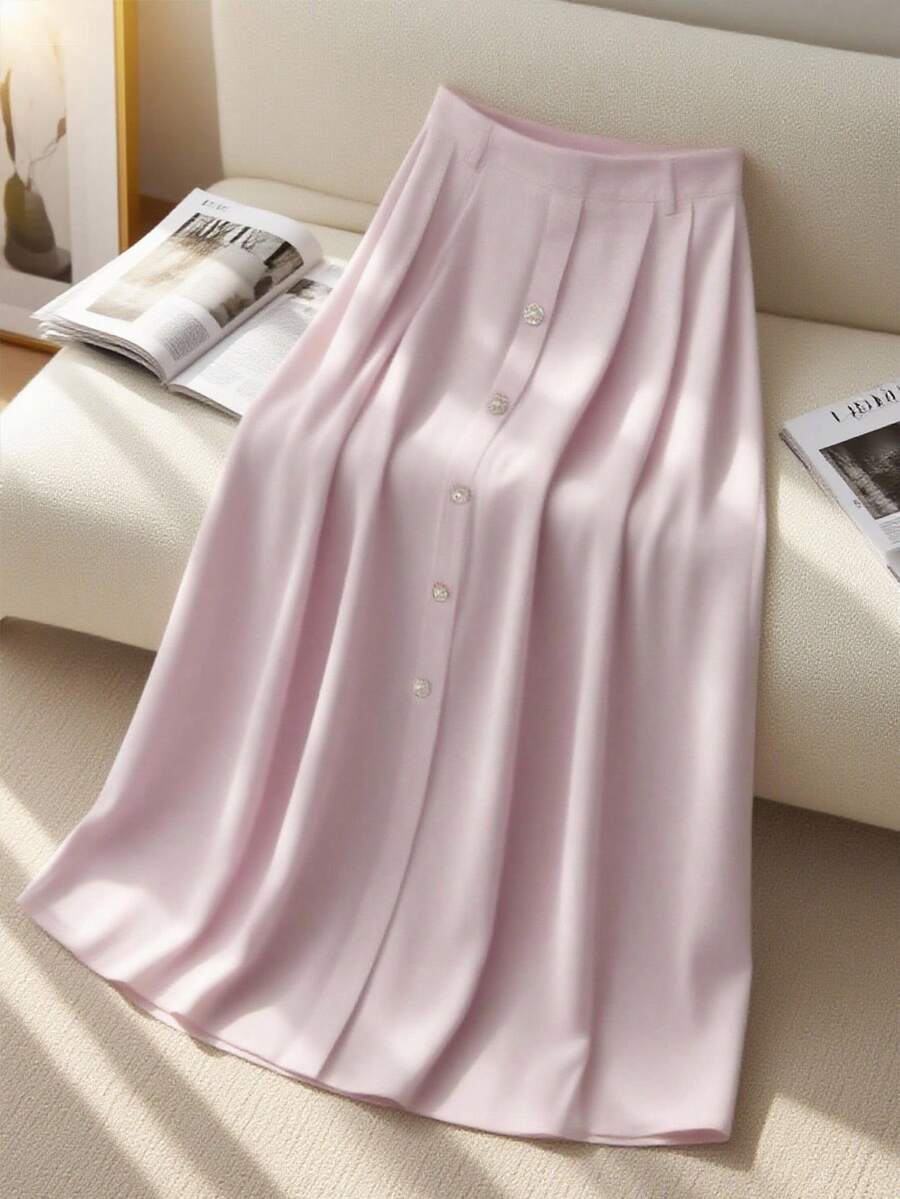 Franclia Women's Elegant & Slimming A-Line Skirt Fall Cloth For WomenWomen's Autumn Clothingautumn Fall Clothes For Women Fall Autumn Clothes Fall Outfits For Women Autumn Outfits For Women Fall Clothes Autumn Women  Fall Women Clothes Autumn Clothing Elegant Fashionable Casual Commuting Business Office Daily Leisure All-Match Temperament Urban Teacher Professional Attire - Pink - View 1