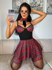 SHEIN Printed Milk Silk Wireless High Elasticity Waist Cinching Sexy Women Lingerie Set, Christmas