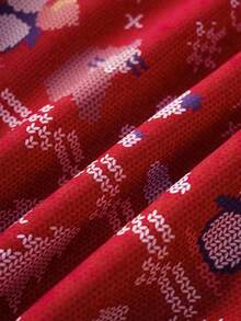 ELF X SHEIN Sudadera holgada con estampado de dibujos animados y navideños, de hombros caídos, para niña, estilo casual, otoño/invierno