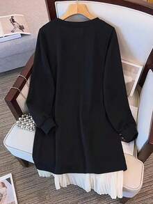SHEIN Elegant 3D Floral Crafted Minimalist Long Sleeve Maxi Dress, Gift For Friends Fall Cloth For Women - Black - View 2
