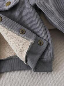 SHEIN 男婴休闲翻盖口袋保暖外套，适合秋冬季节穿着 - 灰色 - 查看 5