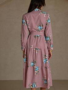 Revavyn 花卉条纹印花长袖衬衫裙，适合休闲穿着，女士秋季度假服装 - 彩色 - 查看 2