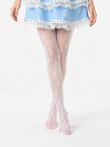 ROMWE Kawaii Women Fishnet Tights - White - View 4