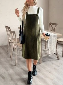 Cheriluna Maternity 孕妇军绿色连衣裙，秋冬