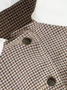 INAWLY 女士全新法式褶皱领扣无袖连衣裙