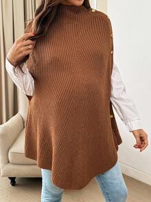 SHEIN Casual Solid Color Loose Maternity Sweater, Halloween - Brown - View 7