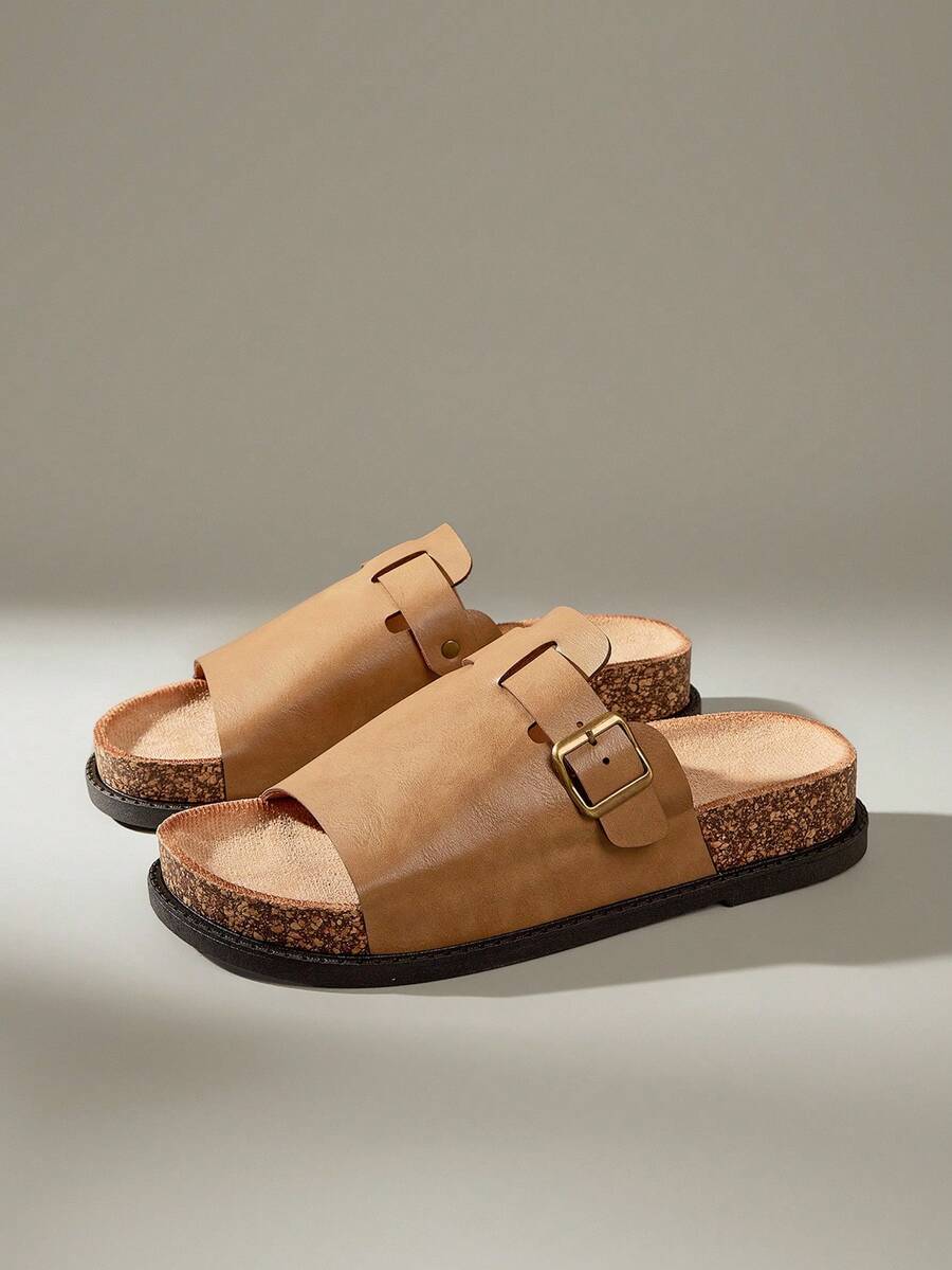 Solecia 男士扣环设计休闲凉鞋 - 卡其色 - 查看 1