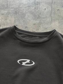 AXEPEAK 男式宽松圆领长袖套头衫，秋冬 - 灰色 - 查看 3