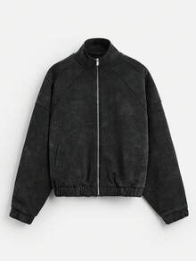 Manfinity Homme Men's Casual Zip-Up Patchwork Jacket, Autumn - Black - View 6