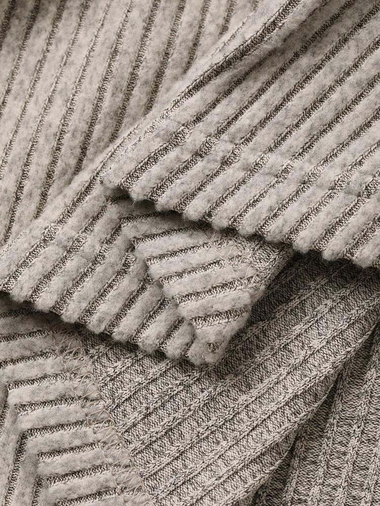 Women's Casual Contrast Color Patchwork V-Neck Top And A-Line Skirt 2 Pieces Set, Autumn