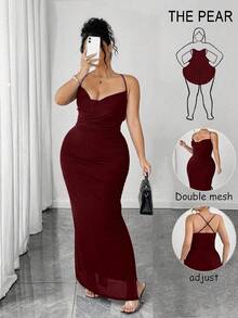 Cravure Halloween Plus Size Women's Vintage Sexy Mesh High Slit Drawstring Dress