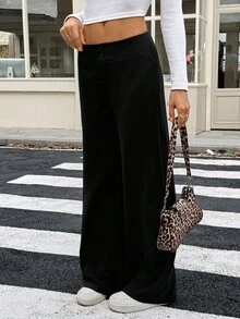 SHEIN Tall بنطلون نسائي بخصر منخفض وفضفاض وساق مستقيمة للاستخدام اليومي