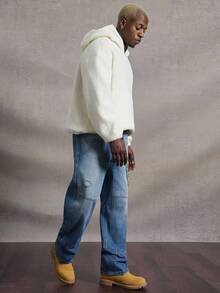 PAVTROS Manfinity Streetrush Casual Distressed Straight Leg Washed Blue Jeans With Knee Holes, Suitable For Spring And Autumn Unisex GenZ Vintage Washed Blue For Straight Leg Street Halloween All Saints' Day