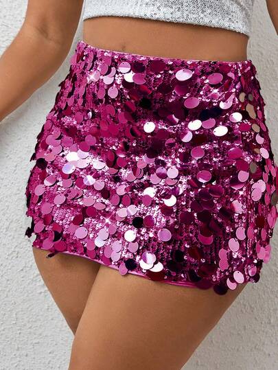 Cravure Falda con lentejuelas brillantes de talla grande para ropa de fiesta de Año Nuevo