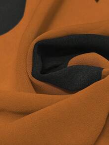 INAWLY Áo sơ mi nữ thời trang tay lỡ in họa tiết hình học cài khuy đơn - Cà phê nâu - Xem 4