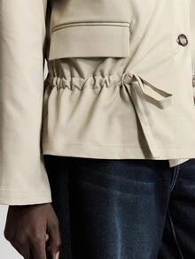 Ontre 2025新款女士秋季时尚通勤纯色抽绳腰带风衣 - 卡其色 - 查看 8
