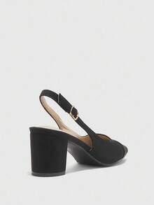 CUCCOO BIZCHIC 女士时尚迷人高跟鞋，黑色 PU 皮革材质，方头，通勤，舒适，室内，办公室，街头，派对，旅行，度假，春夏季，适合搭配连衣裙、牛仔裤、短裤 - 黑色 - 查看 8