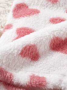 SHEIN 2pcs Women's Heart Print & Plush Pink Fluffy Pajama Pants Set, Autumn/Winter Pjs Pants Set Pink Fluffy Pajama Set Heart Fluffy Pajama Set Fuzzy Fluffy Pajama Set Cute Fluffy Pajama Set  Cozy And Elegant Details, Fall Winter Clothes