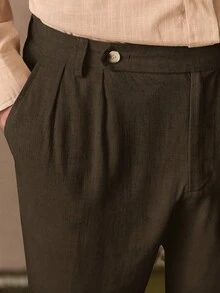 Manfinity NXTstreet Men's Casual Tapered Woven Suit Pants, Old Money - Olive Green - View 2