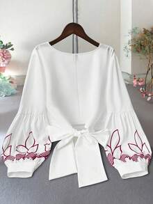 SHEIN Clasi Elegant Commuter Casual Vacation Versatile Plus Size Women's Long Sleeve Black & White Shirt, Spring/Summer/Autumn