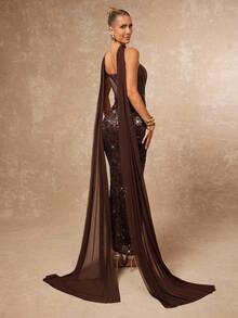 Lumalex 1 pièce Robe moulante  froncée à la taille avec ceinture et perles