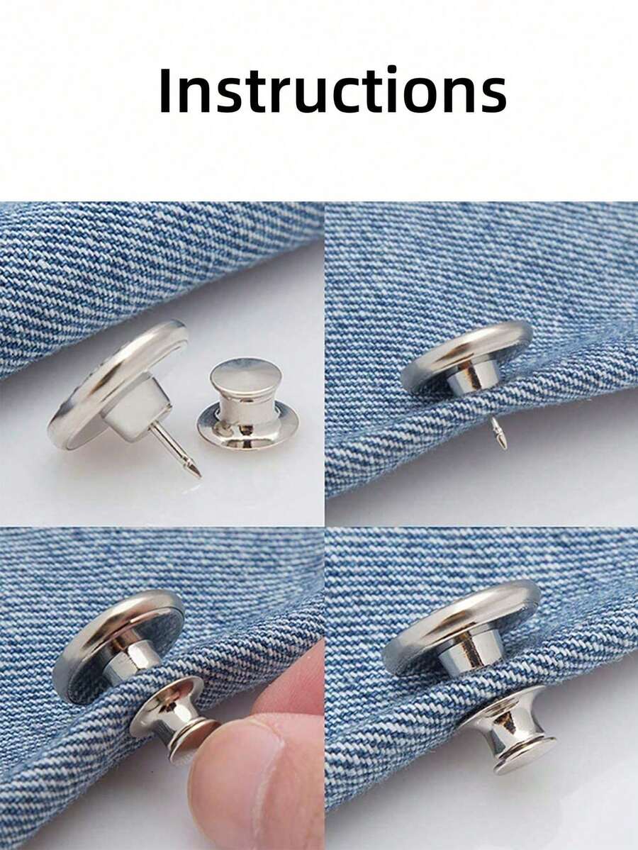 SHEIN 6颗/12颗牛仔裤纽扣替换套装 17mm 免缝金属纽扣维修套装 无钉可拆卸牛仔裤纽扣替换组合装 情人节 婚礼 生日 纽扣 缝纫 缝纫用品 缝纫配件 工艺用品 DIY 成人工艺品 - 銀色 - 查看 1