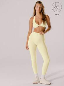 Aralina Leisurewear Active Pastel High-Rise Bottom Lift Active Buter Yellow Workout Leggings - Yellow - View 10