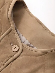 DAZY Women's Diamond Quilted Button Padded Coat Jacket Winter Leather Jacket