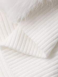 DAZY 女式流苏拼接V领开衫，秋季 - 米色 - 查看 11