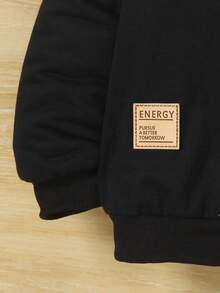 SHEIN Genkimix Kids 1 件休闲学院风可爱简约纯色连帽羊毛夹克，适合日常穿着、上学、郊游、户外活动、秋冬