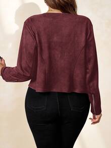 SHEIN Clasi Veste  noire grande taille, élégante pour les déplacements quotidiens et les tenues de bureau en automne/hiver - Bordeaux - Voir 2