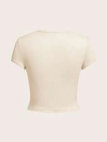 SHEIN EZwear 4 件套纯色短款圆领短袖修身女式 T 恤，适合夏季 - 彩色 - 查看 2