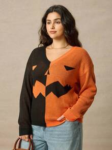 SHEIN Halloween Plus Size Sweaters - Multicolor - View 4