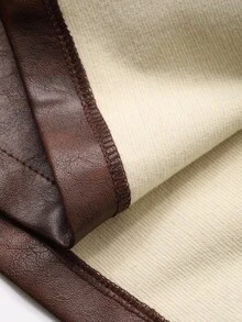 DAZY 女士秋冬PU皮单排扣背心和裙子两件套 - 咖啡棕 - 查看 8