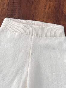 Sparklyn 青少年女孩休闲 V 领条纹宽松针织毛衣和直筒阔腿裤，侧开衩时尚针织 2 件套，适合外出、聚会、日常穿着、秋冬 - 杏色 - 查看 5