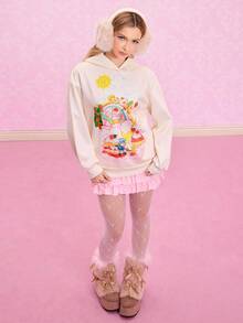Strawberry Shortcake X SHEIN Damen Kapuzenpullover mit Cartoon-Figur Grafik