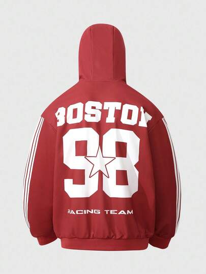 Street Life Sudadera con capucha con cremallera y eslogan de nombre de ciudad de EE. UU. para hombre, adecuada para uso diario en otoño/invierno