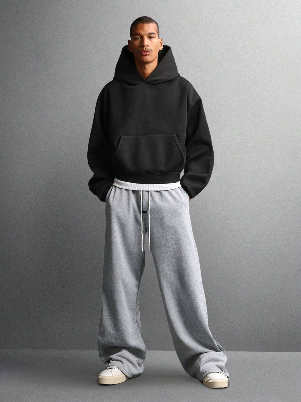 Pantalones deportivos de polar con pernera ancha y cintura elástica