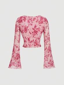 SHEIN MOD 2pcs Women Casual Long Sleeve Top And Fitted Skirt Set,Fall Clothes For Women,Elegant Going Out Outfit - Pink - View 7