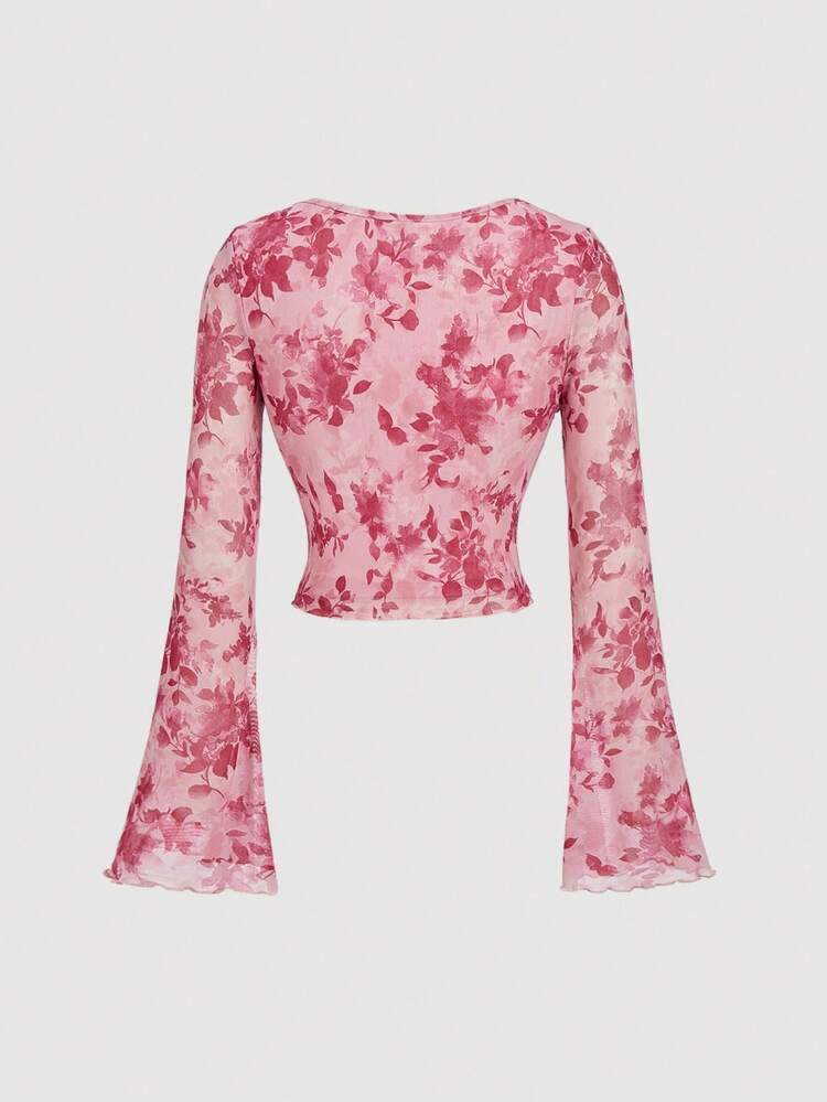 SHEIN MOD 2pcs Women Casual Long Sleeve Top And Fitted Skirt Set,Fall Clothes For Women,Elegant Going Out Outfit - Pink - View 7