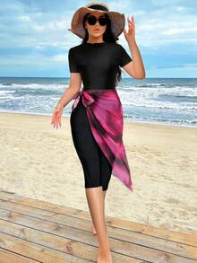 Swim Shayni Women's Solid Color Chiffon Cover Up For Beach Burkini, Summer Arabic Clothing