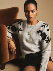 Poéselle 秋冬女士时尚休闲圆领长袖毛衣