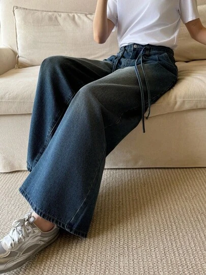 K-Vae 女士秋冬复古破洞牛仔裤、双肩带牛仔裤、女士冬装、学院风牛仔裤、新年装