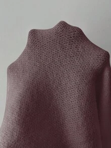 Selianne 女式不对称蝙蝠袖圆领休闲优雅针织毛衣上衣，适合春秋冬季度假和节日穿着 - 咖啡棕 - 查看 8