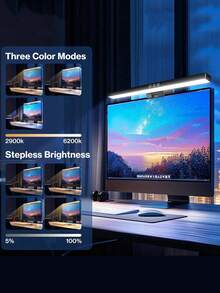 1 黑色 19.68 英寸/12.99 英寸电脑显示器灯带，屏幕夹灯，适用于工作区域的 LED 屏幕灯带，调光定时显示灯，适用于办公桌/办公室/家庭/游戏触控显示灯，卧室收藏用于护眼屏幕夹灯 - USB - 查看 6