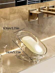 1pc Premium Dual-Layer Bathroom Soap Dish Holder, Wall-Mounted Soap Dish Rack, Stainless Steel Soap Saver Storage, No Drill Required Back To School Bathroom Accessories - Multicolor - View 6