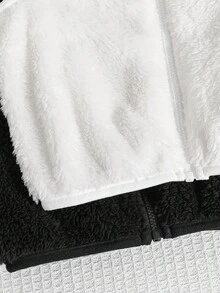 SHEIN Bộ 2 áo khoác vest mềm mại màu trơn dễ thương cho bé trai/bé gái, mùa thu/đông - Đen và trắng - Xem 5