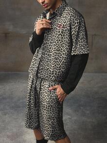 AXEPEAK 男士豹纹衬衫和短裤套装 - 彩色 - 查看 5